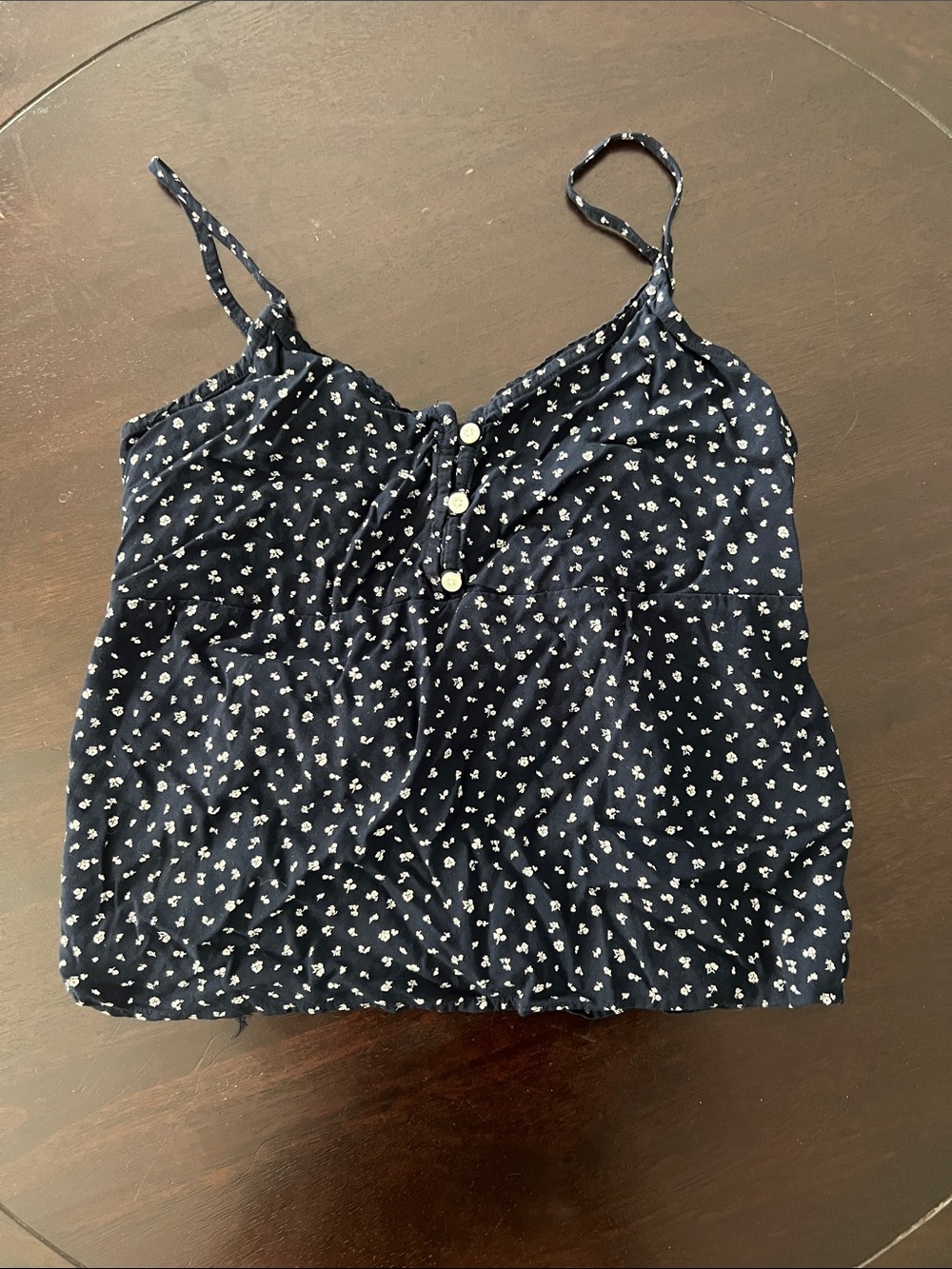 Brandy Melville Navy Floral Button-Front Cami Top - Picture 1 of 5